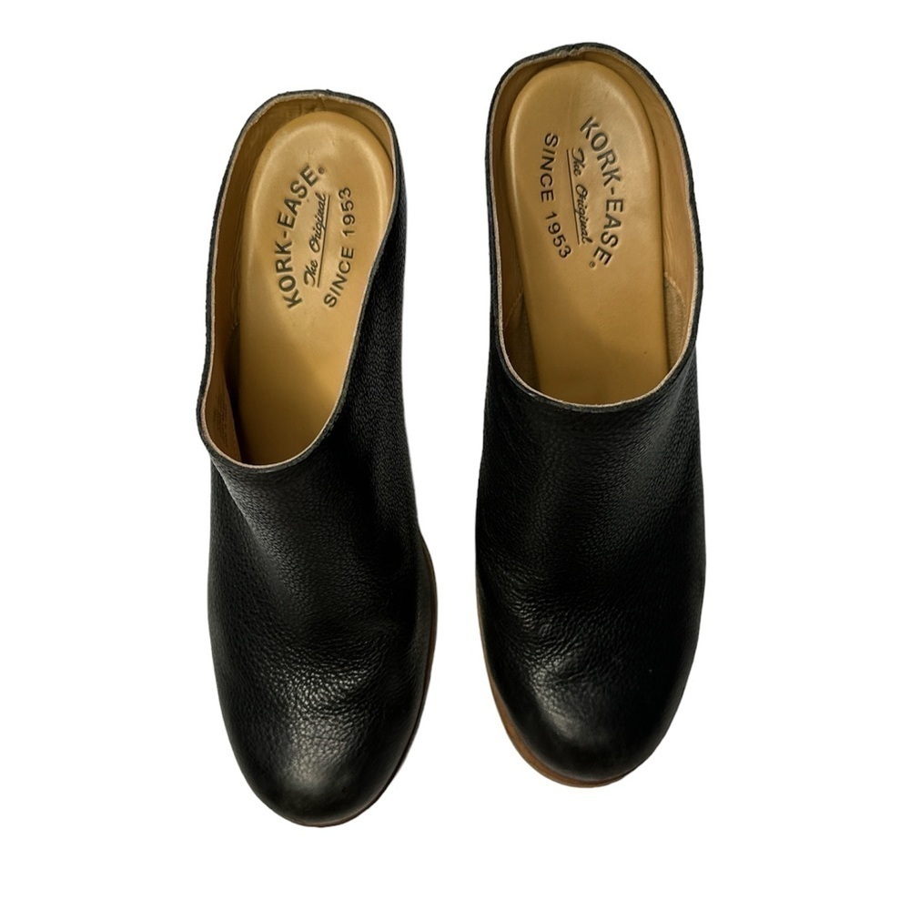 Kork-Ease Challis Black Leather Slip On Mules Women’s Size 11